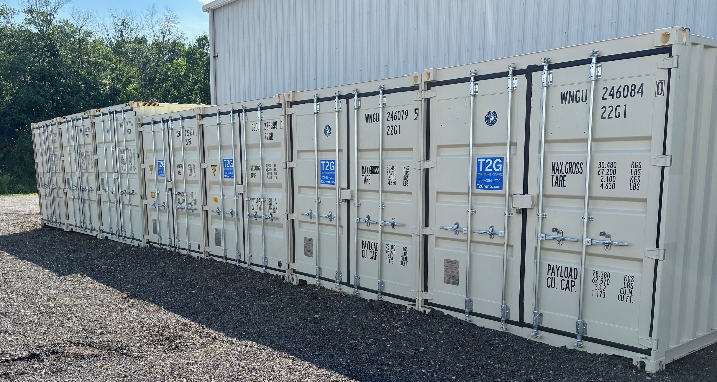 Steel ground storage shipping container on site